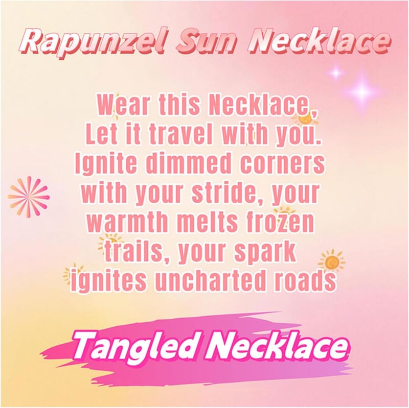 TACBSP Rapunz Sun Necklace for Women Tangled Necklace Sun Necklaces Opal Pendant Neckalces Healing Crystal Necklaces Christmas Trendy Jewelry - Image 2